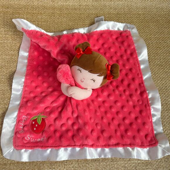 Carter’s Just One You Strawberry Girl Lovey Security Blanket Pink Satin Trim - Picture 5 of 7